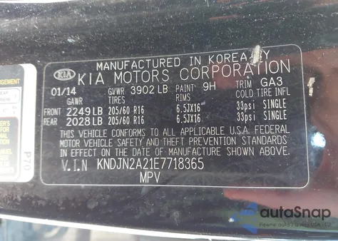 2014 Kia Soul from USA, damaged, VIN KNDJN2A21E7718365
